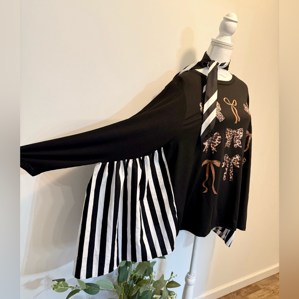 π€ππ€ Striped & Leopard Bow Top π€ππ€ - Picture 4 of 9